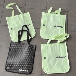 set of lululemon athletica Green and Black reusable Tote Bags